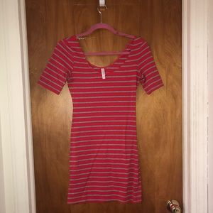 Red striped stretch dress.